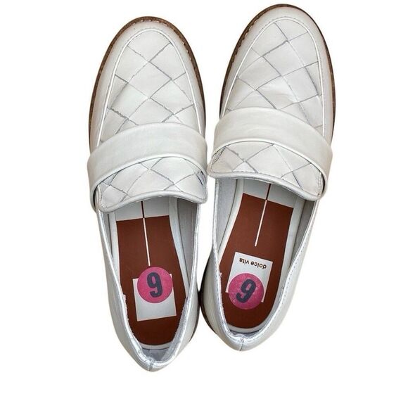 Dolce Vita Genuine Leather Woven Slip On Lug Sole Aubrey Loafers Ivory Size 6 - Picture 5 of 9